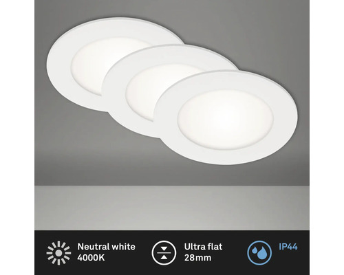 Ensemble d'éclairage à encastrer LED blanc 3 pces IP44 3x6W 3x600 lm 4000 K blanc neutre rond blanc Ø 120/100 mm 230V