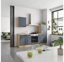 Cuisine complète NOBILIA avec appareils Urban 240 cm bleu fjord mat prémontée variante droite 4004539014978