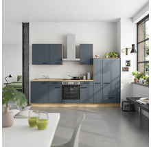 Cuisine complète NOBILIA avec appareils Urban 300 cm bleu fjord mat prémontée variante droite 4004539015296