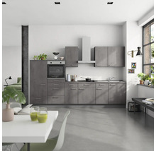 Bloc cuisine complète équipée NOBILIA Industrial 330 cm façade béton gris ardoise mate variante à gauche monté 4004539019331