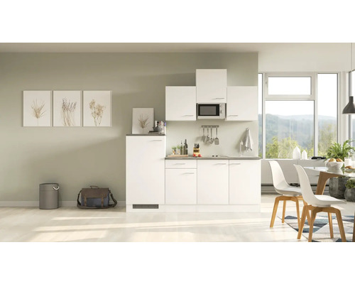 Flex Well Küchenzeile mit Geräten Lucca 210 cm weiß matt zerlegt Variante reversibel