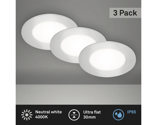 Ensemble d'éclairages à encastrer LED 3 pièces IP65 3x3W 3x350 lm 4000 K blanc neutre chrome/mat Ø 86/68 mm 230 V