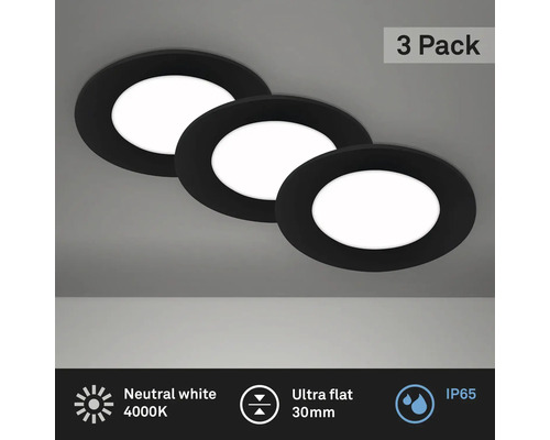 Ensemble d'éclairages à encastrer LED 3 pièces IP65 3x3 W 3x350 lm 4000 K blanc neutre noir Ø 86/68 mm 230 V