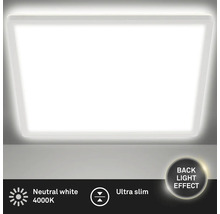 Plafonnier LED métal/plastique 18W 2400 lm 4000 K blanc neutre rétroéclairage hxLxp 28x293x293 mm Slim carré blanc-thumb-0