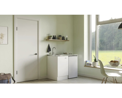 Cuisine "Pantry" Kitchenette équipée Flex Well Wito 100 cm façade blanche mate, corps blanc variante réversible