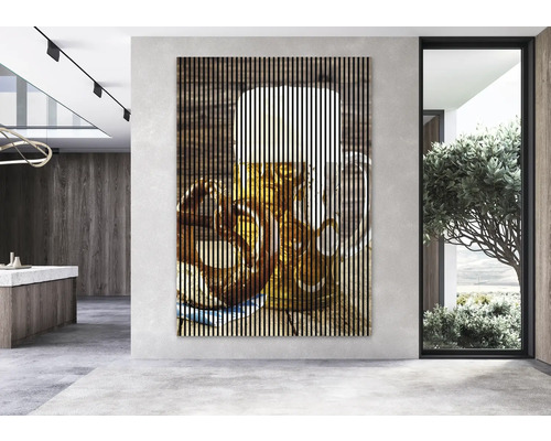 Wandbild mit Bierkrug und Brezeln im modernen Wohnraum