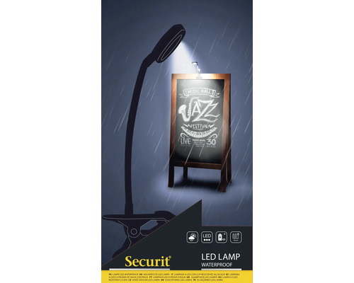Wasserdichte Securit LED Lampe mit Klemme zur Befestigung