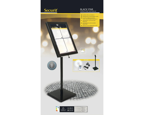Securit Black Star LED-Display aus beschichtetem Stahl