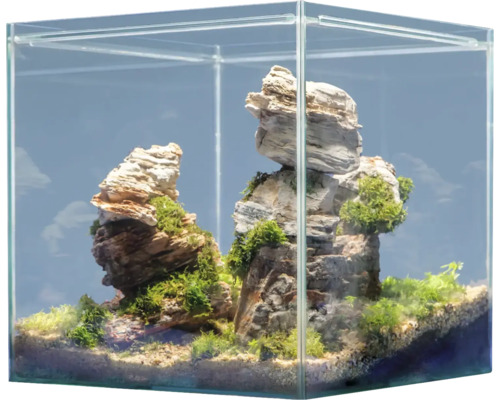 Décoration d'aquarium sera Hardscape Set Scaper Cube Grand Canyon pour aquarium de 48 à 80 litres, parfait pour 48 litres, avec Rock Asian Pagoda, Rock Grand Canyon, floredepot , Gravel Beige , Gravel Ocher (sans plantes et aquarium)
