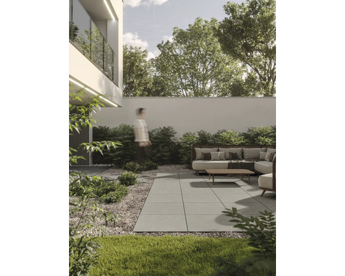 Dalle de terrasse en grès cérame fin FLAIRSTONE Skyfall beige bord rectifié 60 x 60 x 3 cm