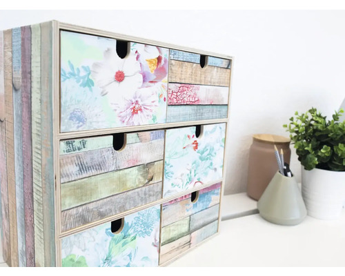 Schreibtisch Organizer mit mehreren Schubladen und floralem Muster