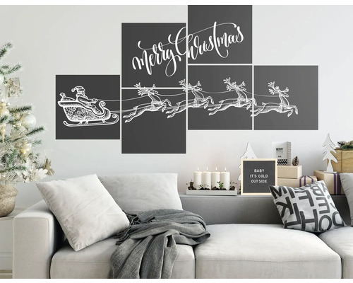 Tableau mural avec motif de Noël au-dessus d''un canapé dans un salon