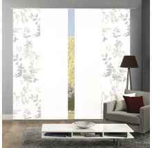 Wohnzimmer mit Schiebegardinen mit Blattmuster