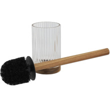 Toilettenbürste mit Halter aus Glas und Holz