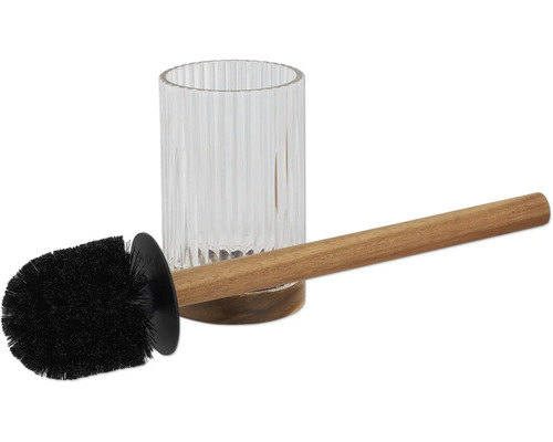 Toilettenbürste mit Halter aus Glas und Holz