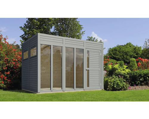 Gartenhaus Bertilo Cubo 3 Office inkl. Fußboden 336 x 234 cm hellgrau