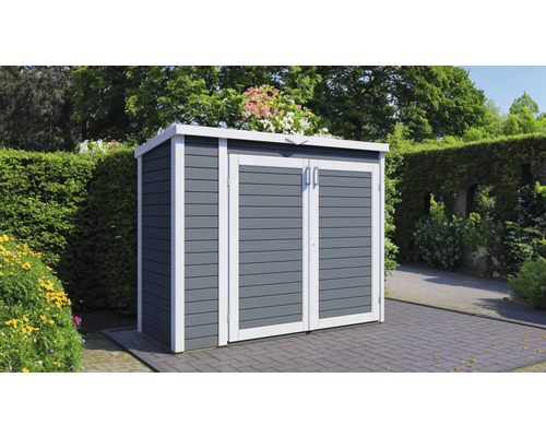 Geräteschuppen aus Holz mit Doppeltür im Garten