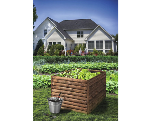 Jardinière surélevée classique à partir de demi-barres 90 x 90 x 80 cm traité en autoclave par imprégnation Jardinière surélevée classique à partir de demi-barres 90 x 90 x 80 cm traité en autoclave par imprégnation