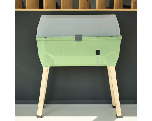 Hochbeet für Salat mit Abdeckung und Holzbeinen