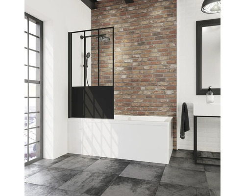 Pare-baignoire 1 partie SCHULTE Komfort 800 x 1400 mm décor atelier couleur du profilé noir EP1650 68 162 5