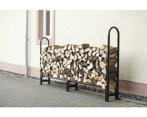 Système pour empiler le bois de chauffage ShelterLogic acier avec couvercle 244 x 25 x 118 cm noir