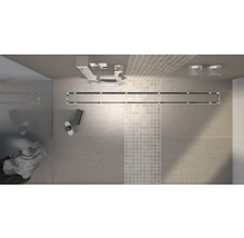 Receveur de douche JACKOBOARD® Aqua Line pro avec rainure d'écoulement en acier inoxydable brossé 1000 mm x 900 mm x 60/43 mm
