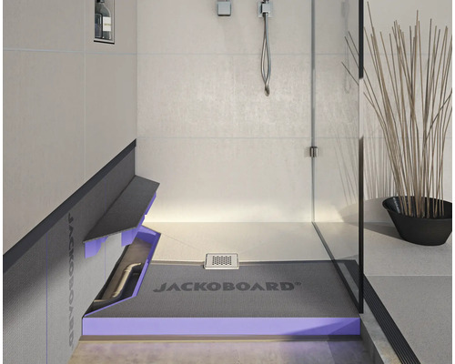 Begehbare Dusche mit JACKOBOARD Elementen für den Badezimmerbau