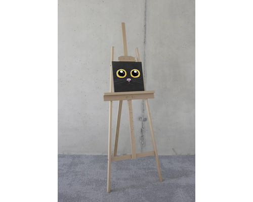 Chevalet avec toile représentant un chat