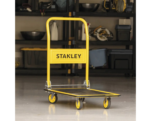 Stanley Logo auf gelbem Transportwagen
