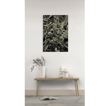 Wandbild mit Pflanzenmotiv und goldenem Kreis, Dekoration im Raum