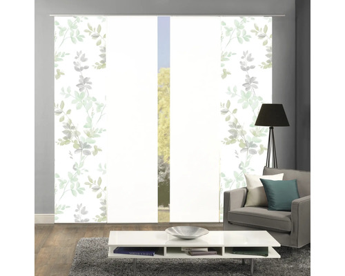 Salon avec panneaux japonais à motif de feuilles