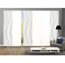 Vue d''une pièce avec des rideaux coulissants à motif ondulé