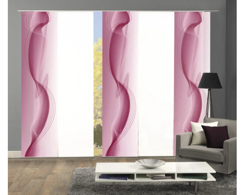 Vue d''une pièce avec des rideaux coulissants à motif ondulé