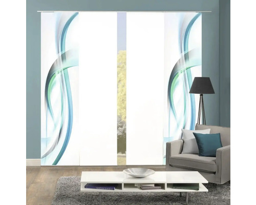 Panneau coulissant décoratif avec motif de vagues abstraites dans le salon