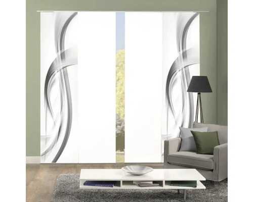 Panneau coulissant décoratif avec motif ondulé abstrait dans le salon