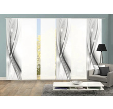 Vue d''une pièce avec des rideaux coulissants à motif ondulé