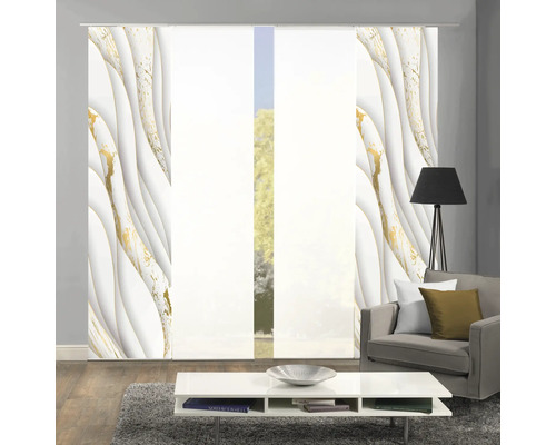 Pièce avec des rideaux coulissants aspect marbre