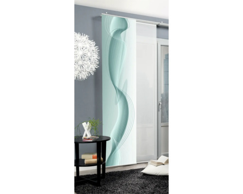 Dekoratives Schiebeelement mit abstraktem Wellenmuster im Wohnraum