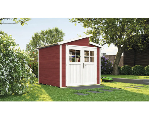 Abri de jardin weka 226 Taille 2 avec plancher 235 x 239 cm rouge