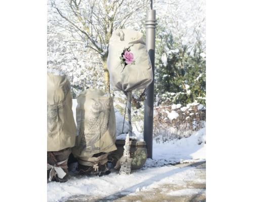 Housses de protection des plantes dans le jardin d''hiver avec de la neige