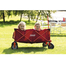 Coleman Bollerwagen mit zwei Kindern auf einer Wiese