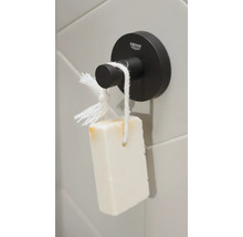 Crochet de peignoir noir avec logo Grohe et savon