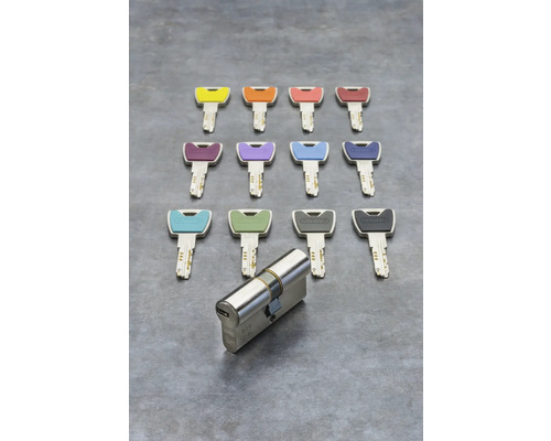 Cylindre de fermeture avec clés de différentes couleurs