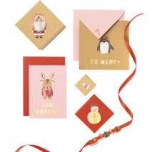 Cartes de Noël décoratives et emballages cadeaux avec des motifs festifs