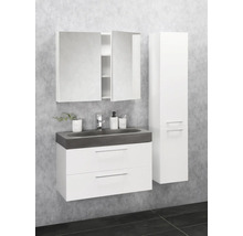 Armoire de toilette Differnz Somero 80 x 13 x 66 cm blanc haute brillance 2 portes