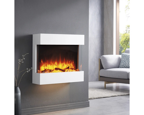 Elektrischer Wandkamin mit Flammeneffekt in einem modernen Wohnzimmer