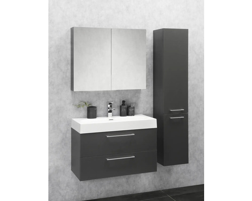 Ensemble de salle de bains moderne avec meuble-lavabo, armoire de toilette et armoire haute