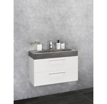 Set de meubles de salle de bains Differnz Somero lxhxp 80 x 57 x 38 cm couleur de façade blanc haute brillance avec vasque en béton gris