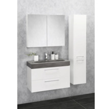 Set de meubles de salle de bains Differnz Somero lxhxp 80 x 57 x 38 cm couleur de façade blanc haute brillance avec vasque en béton gris