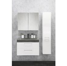Set de meubles de salle de bains Differnz Somero lxhxp 80 x 57 x 38 cm couleur de façade blanc haute brillance avec vasque en béton gris
